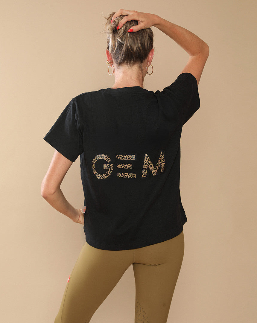 Tee-shirt Eclair noir / léopard