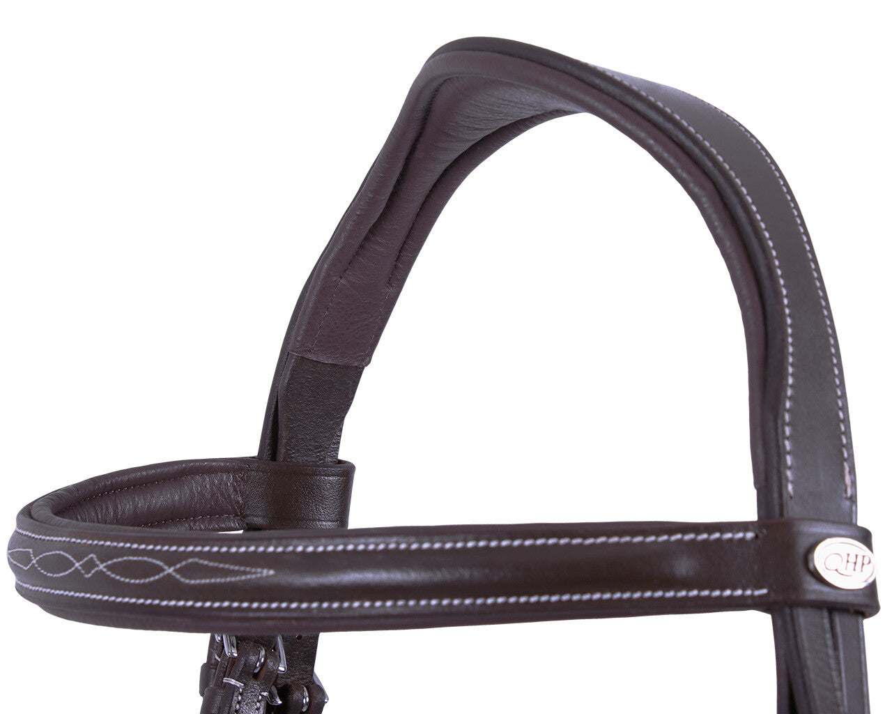 Bridon luxe havane QHP avec surpiqûres décoratives