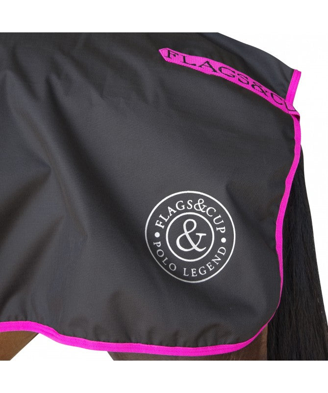 Couvre reins Flags & Cup Beluga noir fuchsia