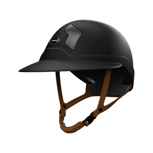 Casque armet Flex On black dark grande visiere jugulaire marron