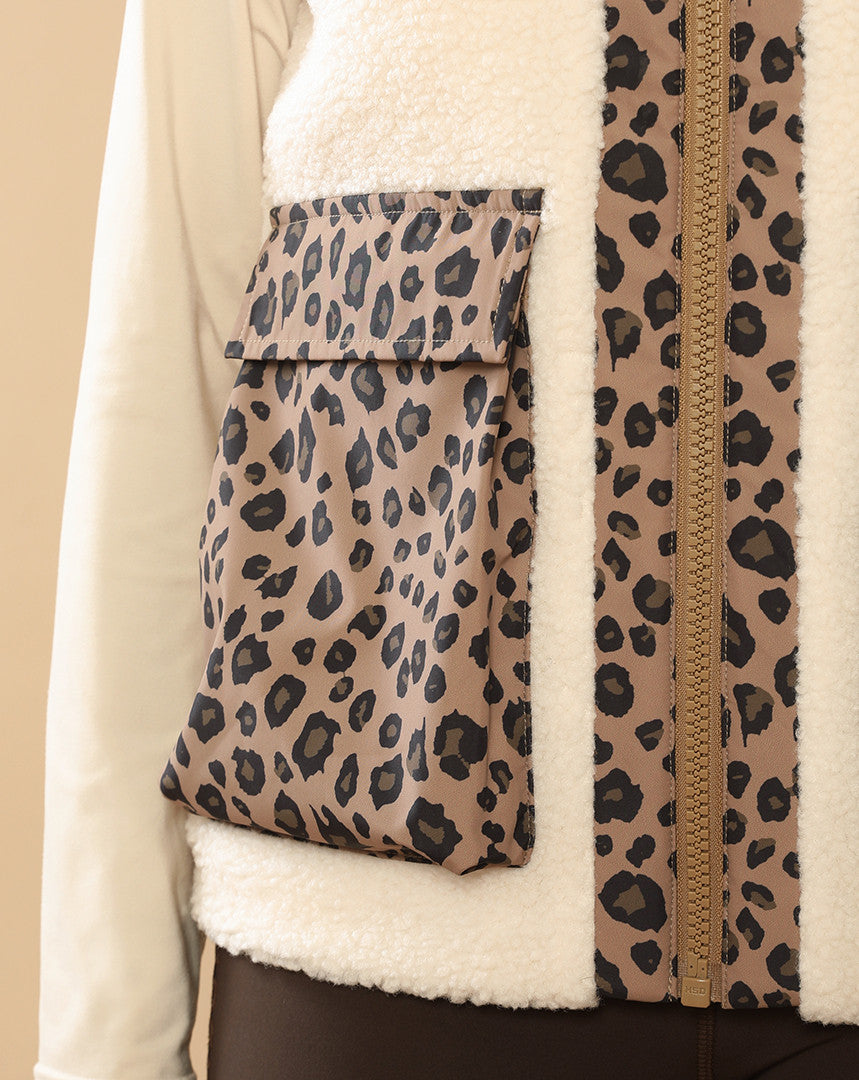 Veste molletonnée Charlie beige / léopard